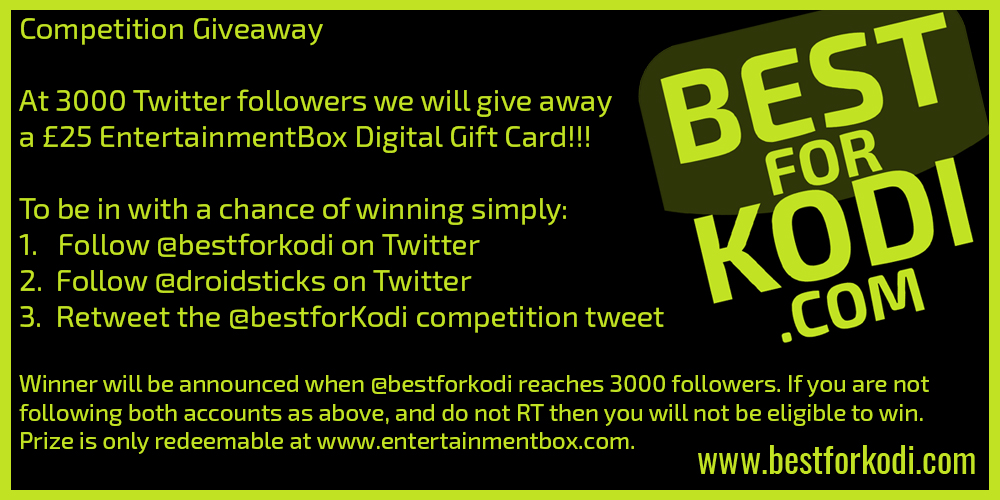 Best for Kodi Competition Giveaway!!!!!!!!!!