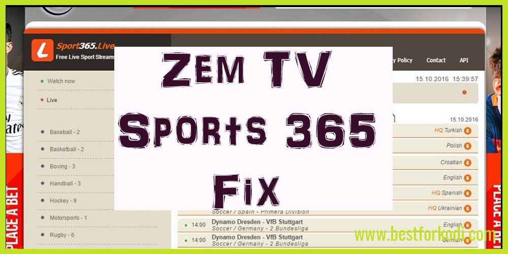 Zem Tv Sports 365 Pairing Fix Kodi