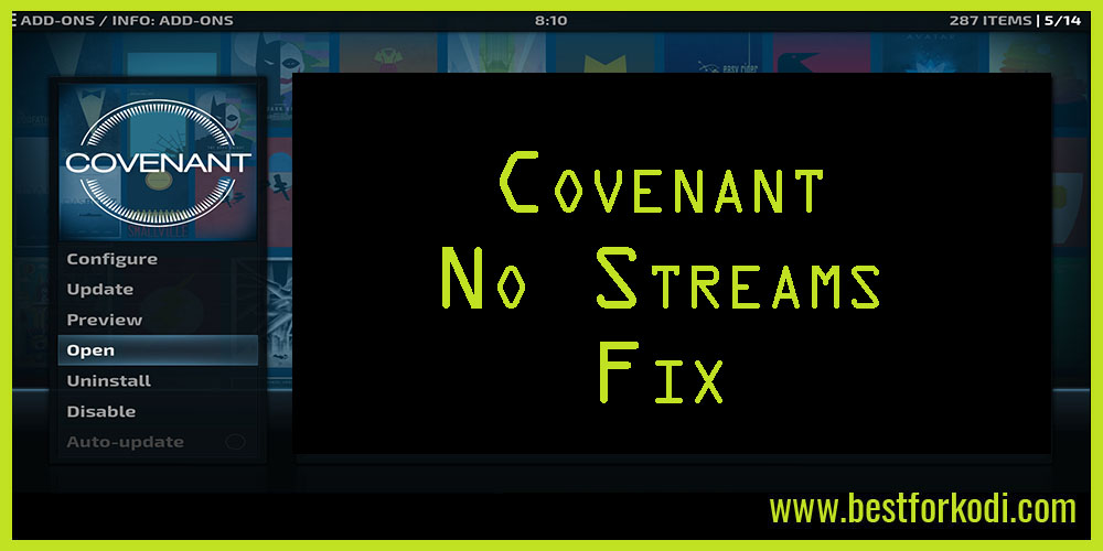 Covenant No Streams Fix for Kodi